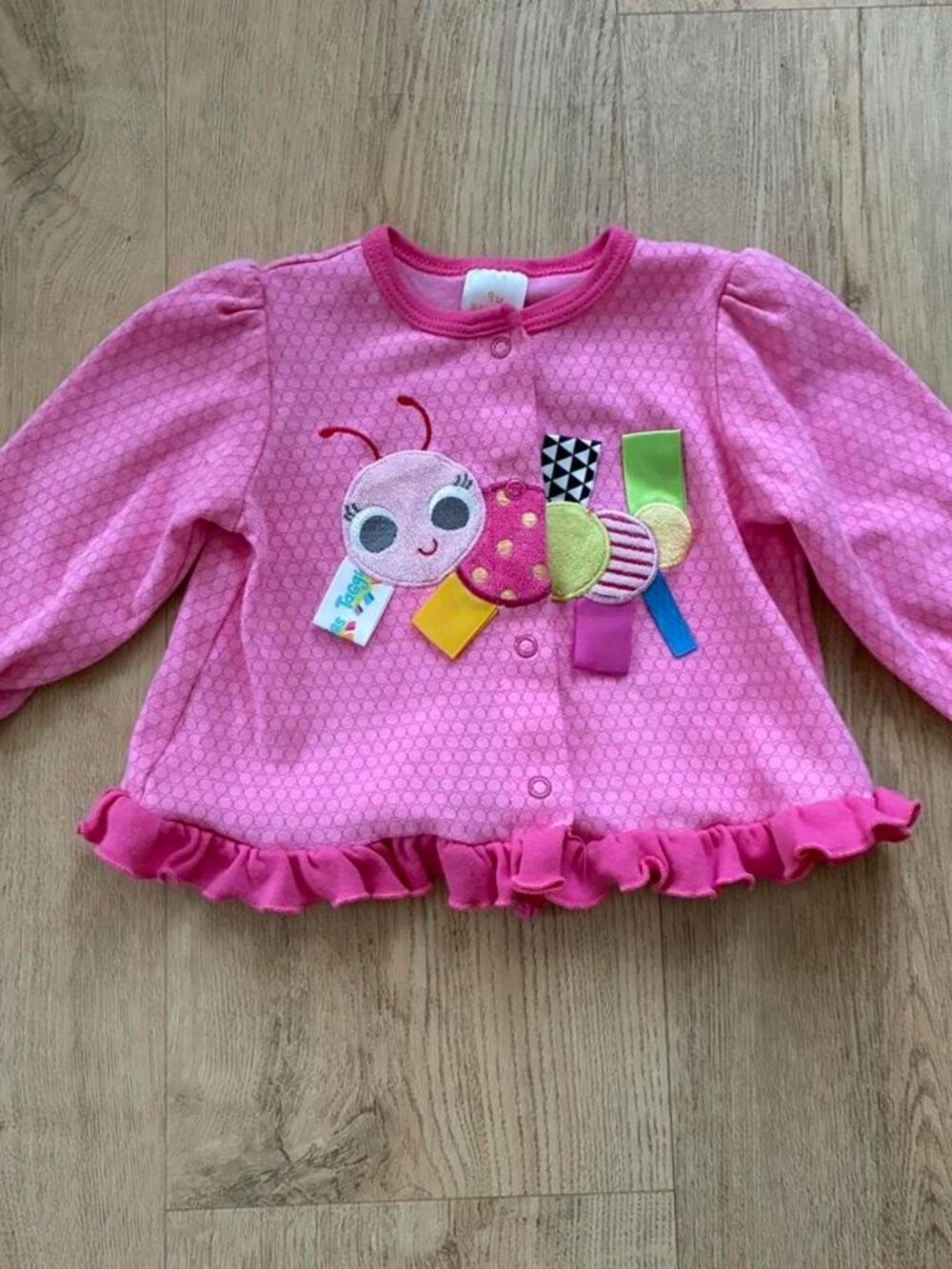 Pink Baby Girl Ladybug Applique Ruffle Jacket Long Sleeve